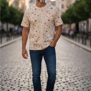 Louis Vuitton Beige Monogram Short Sleeve Tee